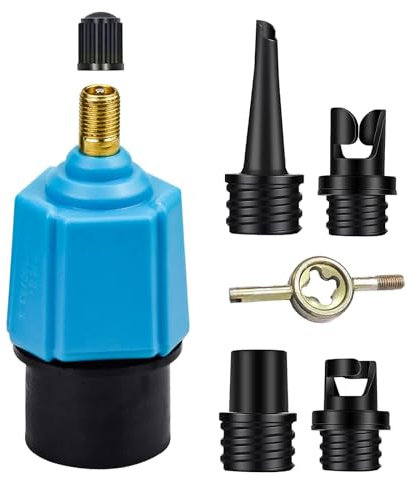 Ockyunoo Sup Adapter, Sup Adapter für Kompressor, Sup Pumpe Adapter, Mit 1 Schraubenschlüssel und 4 Verschiedenen Luftdüsen, für MehrheitArten Von Super-Paddle-Boards, Kajaks, und So Weiter