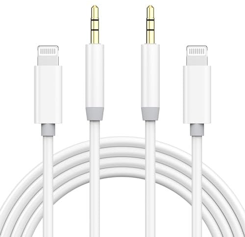 Apple MFi Certified Aux Cord for iPhone, 2 Pack Lightning to 3.5mm Audio Jack Adapter, 3.3FT Lightning to Aux Cable for Car Home Stereo/Speaker/Headphone Compatible with iPhone 14 13 12 11 XS XR X 8 7