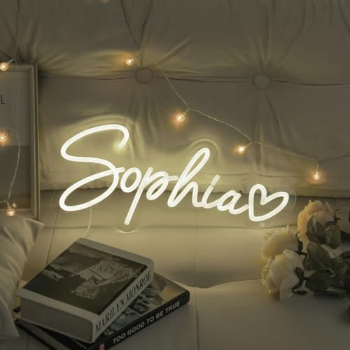 Neon Light Sign Personalised Dimmable LED Neon Lights Sign for Wall Decor Wedding Birthday Party Gift Bedroom Bar Shop (White)