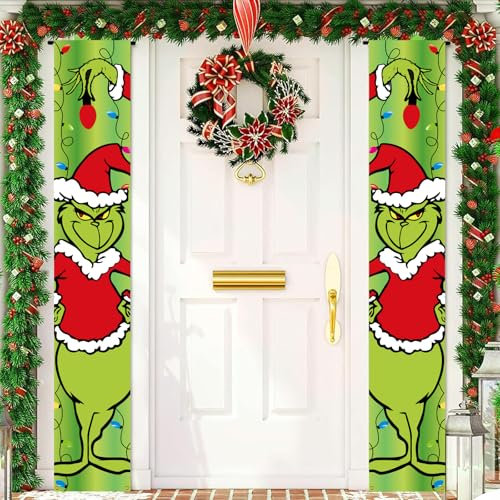 Weihnachtsbanner Tür - 2 Stück Türdeko Weihnachten Dekoration Zum Aufhängen - Für Drinnen Und Draußen