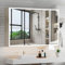 LIANWANG Modern Bathroom Mirror Cabinets, Wall Cabinet LED Lighted with Anti Fog Memory Function, Double Door Metal Frame, Medicine Cabinet Storage 5 Shelves, 800x600x130mm