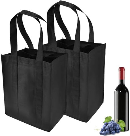 Flaschentasche,Praktischer Flaschenträger mit 6 Fächern,Oxford-Stoff,Tragetasche mit Trennwänden für Flaschen,Ideal zum Einkaufen und Wegbringen von Leergut,für 6 x 1,5 Liter Flaschen,24*28*18 cm