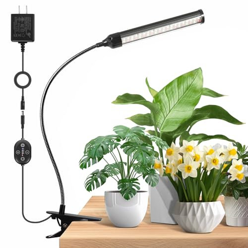 Lampe horticole pour semis 24V, LM281B+660nm pour la culture en intérieur, Lampe de croissance à LED à spectre complet, 5 niveaux de gradation, allumage/extinction automatique 6/12/16Hrs