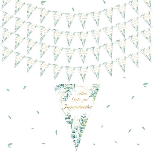 GreenYeah Jugendweihe Wimpelkette, 4 Stück Jugendweihe Deko Wimpelkette Girlande Banner, Girlande Jugendweihe Hängedeko für Jugendfeier, Erwachsener Ritual, Jugendweihe Dekoration 12m Länge (4PCS)