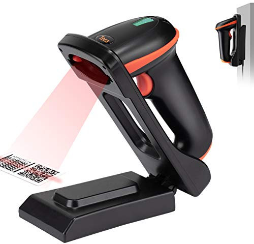 Tera 2D Barcode Scanner with Charging Cradle: Folding Stand 1D 2D QR Code Wireless USB Reader Wall-Mountable Auto Hands-Free Scanning for POS Retail Warehouse Bookstore D5100-CR