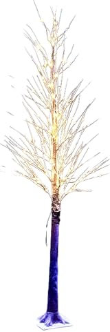 LED Lichterbaum, 150 cm, 240 Warmweiße LEDs, Braun oder weiß mit Schneeoptik, Innen & Außen geeignet und Timer (weiß (Birkenoptik))