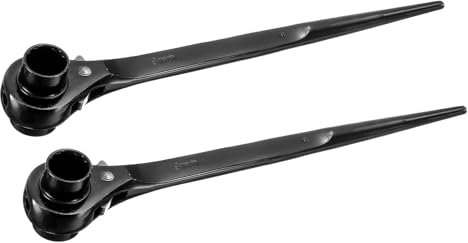 sourcing map 19 x 21mm Hexagon Scaffold Podger Ratchet Spanner Ratcheting Socket Wrench Tool (Black) 2pcs