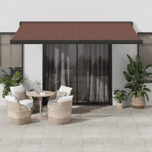 IKAYAA Toldo Motorizado 400 x 300 cm, Toldo Eléctrico y Manual Retráctil,Toldo Articulado Eléctrico con Mando a Distancia, Toldo Brazo Extensible para Terraza, Jardín Marrón
