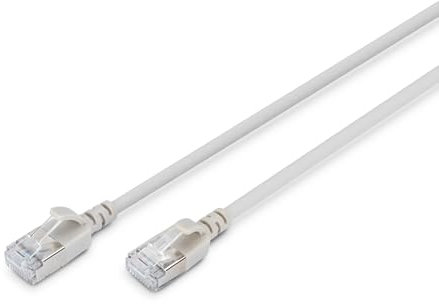 DIGITUS LAN Kabel Cat 6A – 0,3m – Slim Version AWG 32/7 – 10 Gbit/s – RJ45 Netzwerkkabel – F/FTP – PoE+ – LSZH – Kompatibel zu Cat7, Cat6, Cat5e – Grau