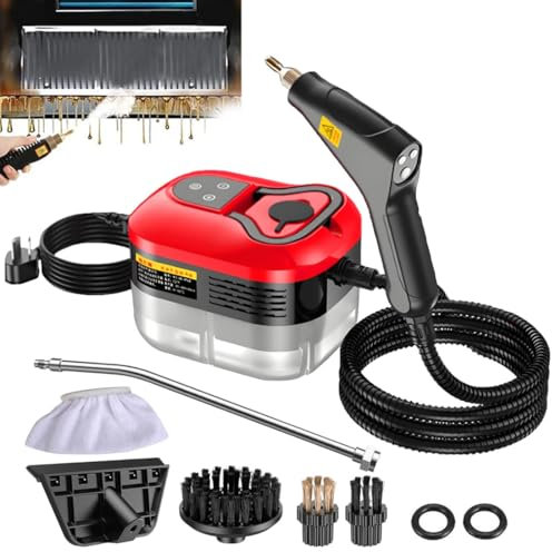 2500W 4.5Bar Cordless Pressure Washer Steam Cleaner Handheld Steam Mops with 1.2L Tank, 6 Speeds, 105°C High Temperature Steam, 4 Heads, for Car Carpets Floor Cleaning red