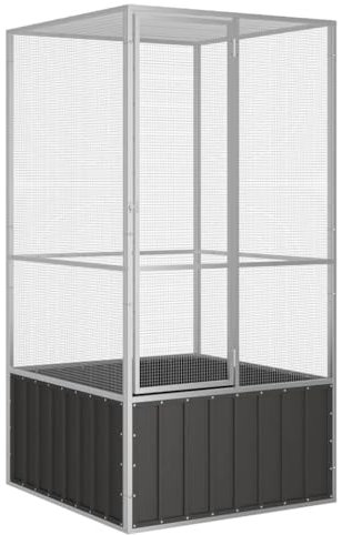 Emmtore Vogelvoliere Innen Außen Aufzuchtkäfig,All-in-One-Vogelkäfig Außenvoliere Käfig Vogelhaus Voliere,Verzinkter Stahl Vogelkäfig,Anthrazit,111 x 107 x 211.5 cm