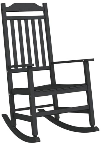 vidaXL Schaukelstuhl Schwarz 84 x 65 x 114 cm Harz | Rustikaler Look, der in jeden Außenbereich passt, Aus Naturholz für langanhaltende Nutzung, Geräumiges Design,