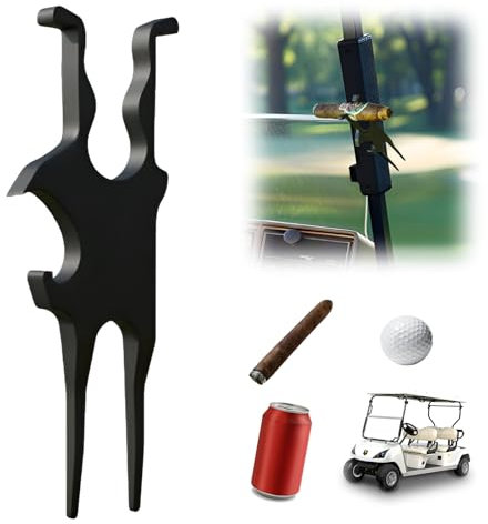 nnOuOnn Magnetic Cigar Holder Multifunctional Golf Tools, Protable Divot Repair Tool Golf Ball Line Marker Tool Bottle Opener Beer Shotgun, Accessories for Golfs Cart