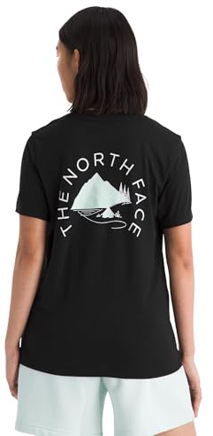 THE NORTH FACE - Damen Monte Regular Grafik T-Shirt - Weicher Baumwoll- und Polyester-Mix - Vorder- und Rückseite mit wasserbasiertem Grafikdruck-TNF Black, XL