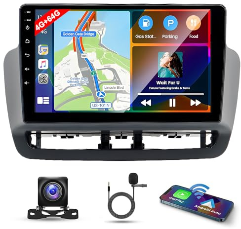 4G+64G 9 Inch Touch Screen Android 14 Car Stereo for Seat Ibiza 2009-2013 | 2 Din Car Radio Receiver for Ibiza w/Wireless Carplay Android Auto GPS Navi Bluetooth Wifi HiFi BT SWC FM Backup Camera Mic