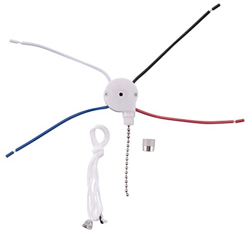 Fuhjythy Ceiling Fan Switch Kit 3 Speed 4 Wire, Fan Switch Zipper Speed Control Switch, ZE-208S Pull Wire Switch with Rope Silver