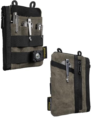 VIPERADE VE16N-OW Waxed Canvas Slim EDC Pouch, Minimalist Wallet Pouch for Men, EDC Pocket Organiser for Multitool