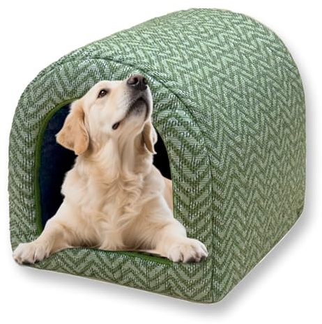 Gemütliches Hundebett, waschbar, warmes Katzenhöhlenbett für den Innenbereich, Katzenhaus, Iglu, beruhigende Hunde, schlafendes Haustierkissen, Anti-Angst (L-45 x 30 cm, A)