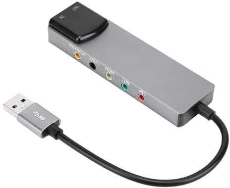 Goshyda Virtuelle 7.1-USB-Soundkarte mit SPDIF-Digitalausgang, Hochauflösende Externe Audiokarte für Laptop-PC, Plug-and-Play-Aluminium-Soundkarte