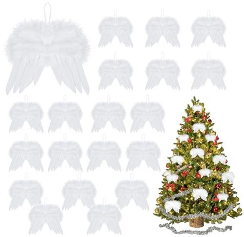 Weihnachten Engelsflügel, 20 Stück Weiß Klein Engelsflügel, 12 cm Engel Flügel Weihnachtsbaum, Hängende Engelsflügel, für Weihnachten, Haus Hochzeit Party Dekoration