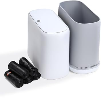 LEGUO Slim Touch Top Bathroom Bin with Lid, White, 11.7L | Bedroom Ready,Toilet Side Ready,Small Space Fit,Sanitary Waste Use,Everyday Waste,Office Ready,Room Ready