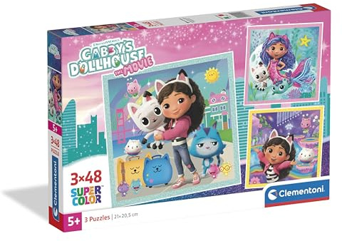 Clementoni Gabby's Dollhouse Kinder Puzzle 3 x 48 Teile | Puzzle 32 x 22 cm für Kinder ab 4 Jahre - Puzzle von Clementoni 25002