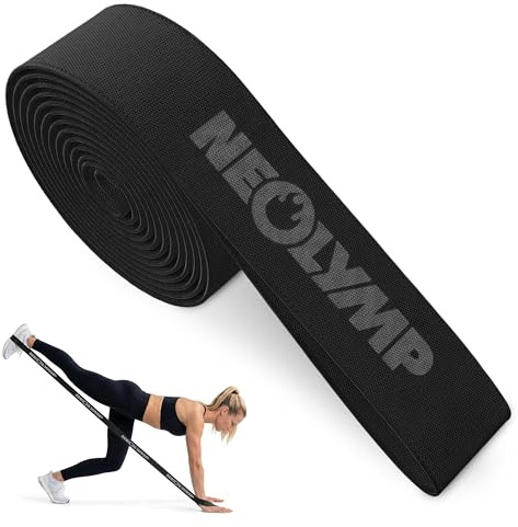 NEOLYMP Fitnessband mit Schlaufen – Premium Fitnessbänder Stoff für Krafttraining zuhause – Widerstandsbänder Krafttraining mit Griff & Level System – Resistance Bands Gymnastikband waschbar