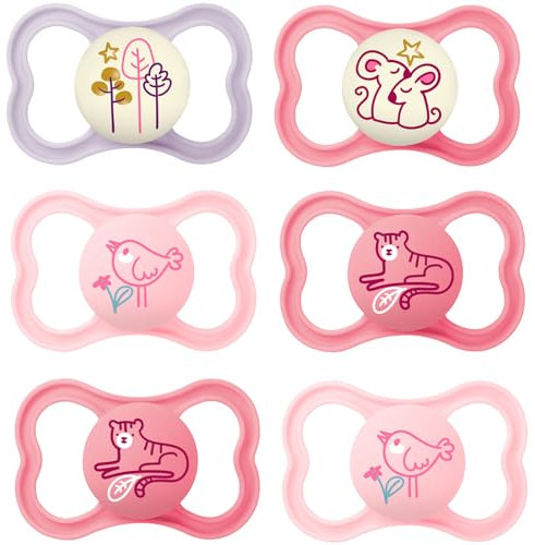 MAM Day & Night MAM Air Silikon Schnuller 6-16 Mo. // MAM Air Night // 6er Set // inkl. 3 Sterilisiertrasportboxen
