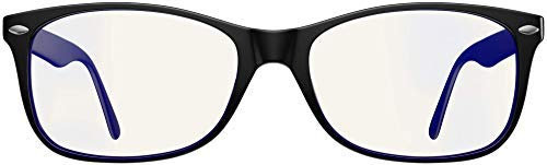 Swanwick Classic Day Swannies - Premium Blue Light Blocking Glasses - Virtually Clear Lens to Block Harmful Blue Light from Gaming PC, Laptop and Smartphone -(Black) Regular