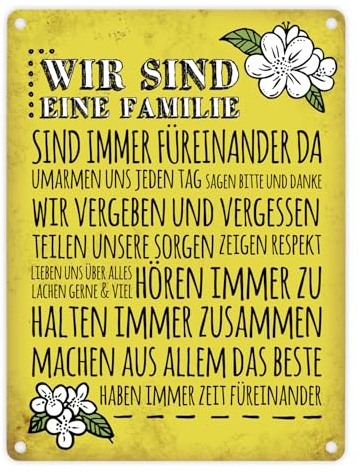 Metallschild mit Spruch: Wir sind eine Familie Blechschild Schild Dekoration