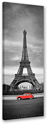 Feeby. Wandbild - 1 Teilig - 50x150 cm, Leinwand Bild Leinwandbilder Bilder Wandbilder Kunstdruck, EIFFEL TOWER, PARIS, ARCHITEKTUR