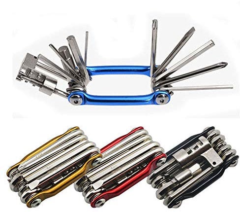 Senven 11-en-1 Outil de réparation de vélo pliant portable multifonctions, outil réparation vélo, mini outil de réparation vélo léger et compact, outil réparation vélo en acier inoxydable