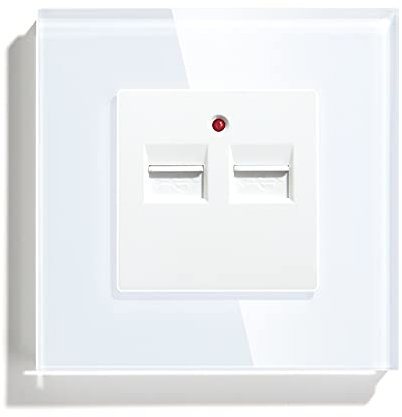 BSEED Double USB Wall Socket 3.1A Dual Charging Power Outlet Crystal Panel White