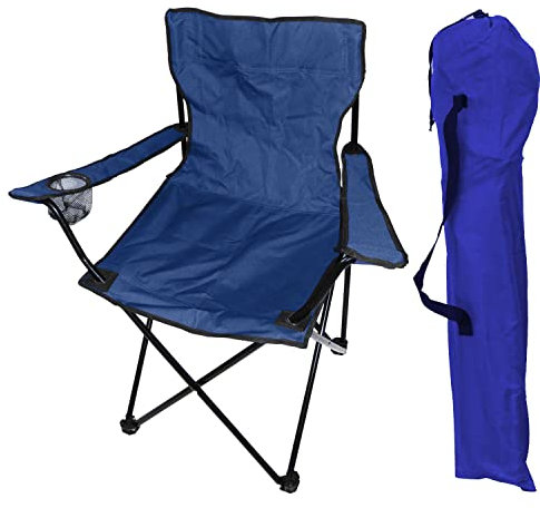 FineHome Anglerstuhl Campingstuhl Faltstuhl Regiestuhl mit Getränkehalter und Tasche in Blau