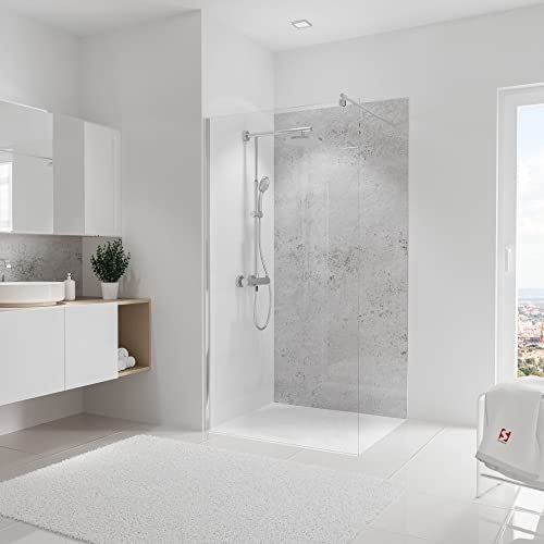 Schulte DecoDesign Hochglanz, Stein Grau-hell, 210 x 100 cm, Wandverkleidung als fugenfreier Fliesenersatz, EP19010213 702