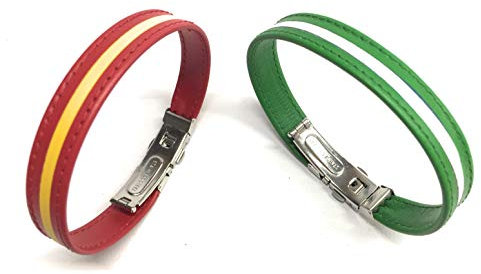 YOJAN PIEL | Pulsera Piel Auténtica | Pack Bandera Andalucía y España | con Cierre Tipo Reloj | Complementos de Moda Unisex