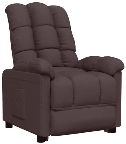 vidaXL Relaxsessel, Sessel Verstellbare Rückenlehne Fußstütze, Fernsehsessel mit Liegefunktion, Liegesessel Polstersessel für Wohnzimmer, Dunkelbraun Stoff