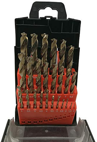 HSS-CO M35 25-tlg. Präzisions - Metallbohrer Set 1-13mm > 0,5mm steigend mit Turbo Spitzenanschliff, selbstzentrierend für Edelstahl