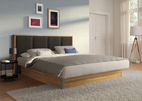 SuMa - komplettes Wasserbett 200x210 dual freistehend m. Sockel Wildeiche und Kopfteil Quaddro, Farbe Carbon 200x210 cm