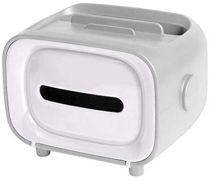 QJZM Tissue Box Multifunktions-Desktop-Aufbewahrungsbox Tissue Serviette Aufbewahrungsbox Telefonhalter Fernbedienung Kosmetische Organizer Gewebebox-Grau