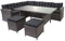 Mendler Poly-Rattan-Garnitur HWC-A29, Gartengarnitur Sitzgruppe Lounge-Esstisch-Set Sofa + 2X Hocker - grau, Kissen grau