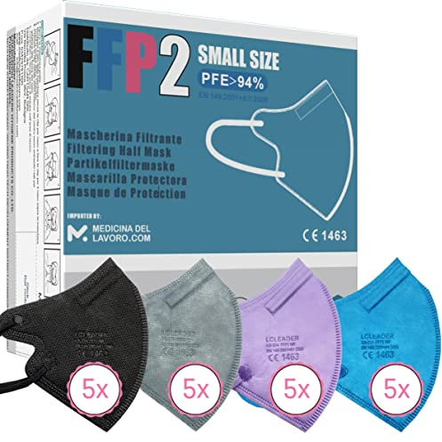 20 FFP2/KN95 Maske CE Zertifiziert Kleine Größe Small, Medizinische Mask mit 4 Lagige Masken ohne Ventil, Staub- und Partikelschutzmaske, Atemschutzmaske mit Hoher BFE-Filtereffizienz≥95|20 Stück