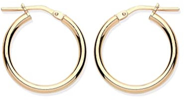 Old English Jewellers 9ct Yellow Gold & Silver Hoop Earrings - 20mm Sterling Silver with Gold Overlay, Womens Hoop Earrings Silver & Gold
