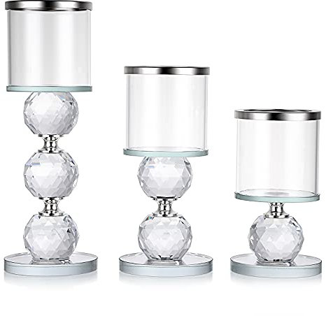 SUMNACON 3 PCS Kerzenständer aus Glas Kristall Kerzenhalter Kerzenleuchter Kerzenhalter für Wohnzimmer Party Hochzeitsfeier Weichnachten Abendessen Hausdekoration für Stumpenkerze