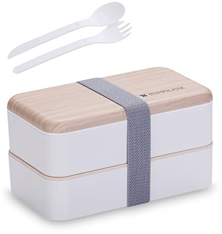 BBRGIRL Bento-Box für Erwachsene und Kinder, BPA-frei, 2 Schichten, stapelbar, japanische Lunchbox, 1200 ml, Bento-Salat-Mahlzeiten-Vorbereitungsbehälter für Mikrowelle, Spülmaschine und