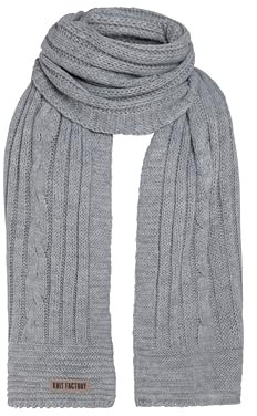 KNIT FACTORY - Elin Schal - Großer Strickschal für Damen und Herren - Bequemer Schal mit Wolle - Hochwertige Qualität - Grau