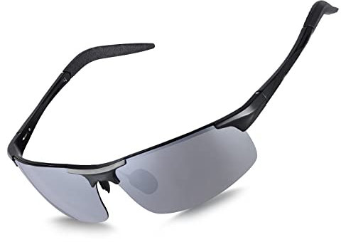 GREENTREEN Herren Polarisierte Sonnenbrille Sportbrille Ultraleichter: Metallrahmen - Fahrradbrille für Autofahrer Radfahrer Läufer Angler - Fahren Radfahren Laufen Angeln - UV400 Schutz(Grey)