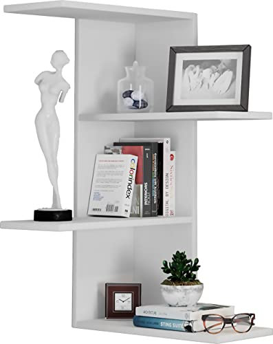 VCM Holzregal hängend | platzsparendes Regal | Maße: H. 180 x B. 21 x T. 20 cm | Elegantes Regal hängend | Aufbewahrungsregal | Bücherregal | Wandboard - Regal Balos Weiß