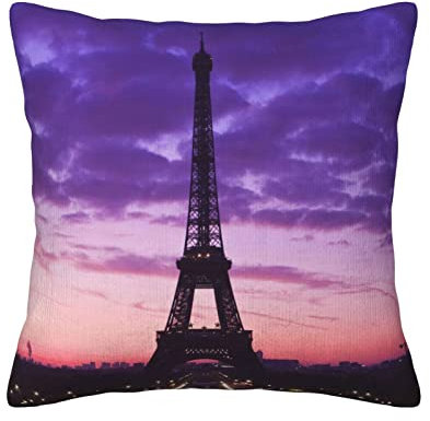 Dekoratives Dekokissen, Eiffelturm Lila Pink Sky Kissen 50,8 x 50,8 cm, luxuriöses Dekokissen für Couch, Schlafsofa