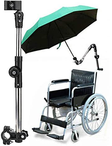 Schirmhalter für Rollstuhl, Schirmhalter, für Rollstühle, Rollatoren, Rollatoren, Fahrräder, Kinderwagen, Rollstuhlzubehör (Schwarz) (Schwarz)